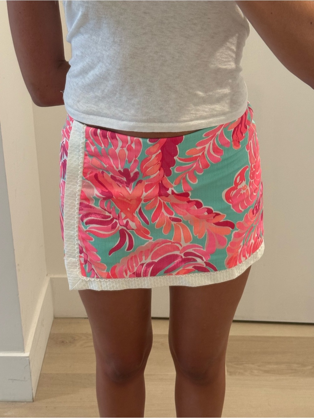 NWT Lilly Pulitzer Pink & Aqua Floral Mini Skirt (Skort)